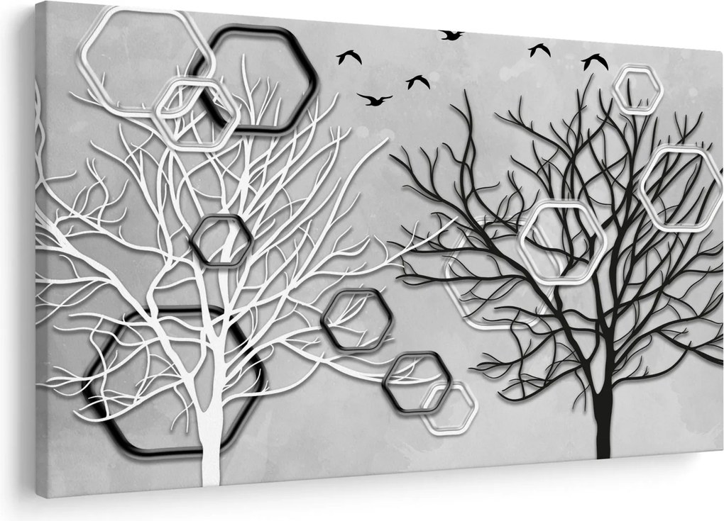 Tablou abstract cu pomi (90x60 cm)