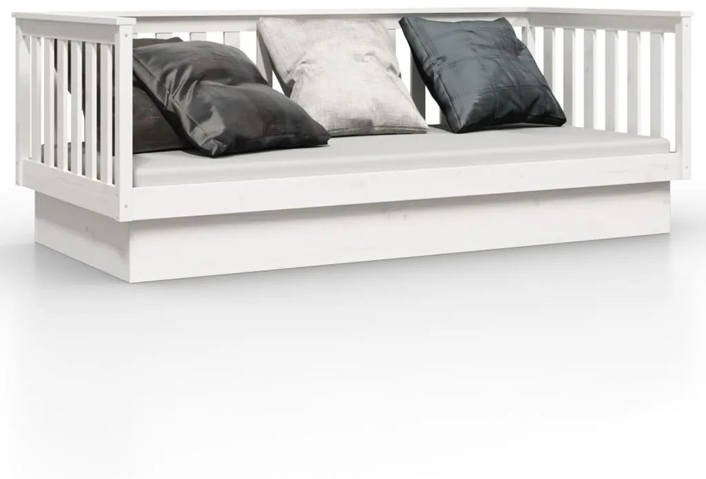 821565 vidaXL Pat de zi, alb, 90x200 cm, lemn masiv de pin