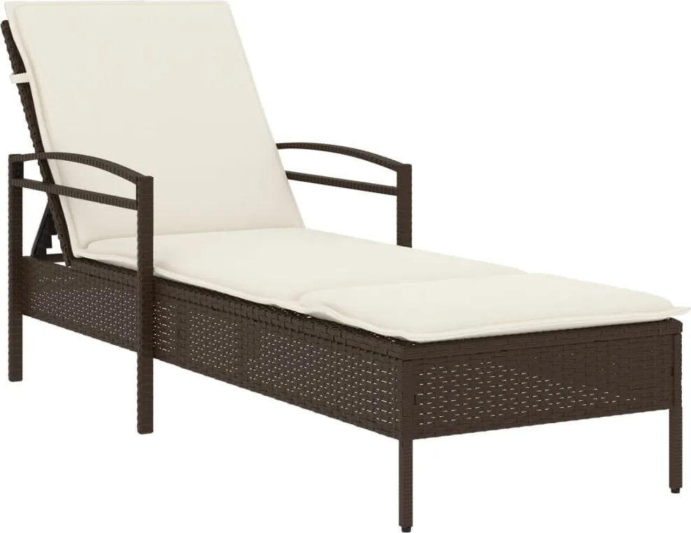 vidaXL Șezlong cu pernă, maro, 63x200x81 cm, poliratan