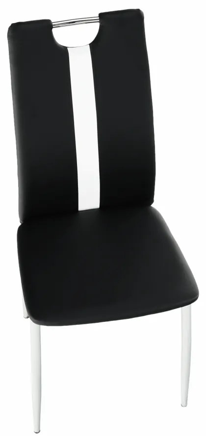 Scaun, negru / alb, piele ecologică / crom, SIGNA