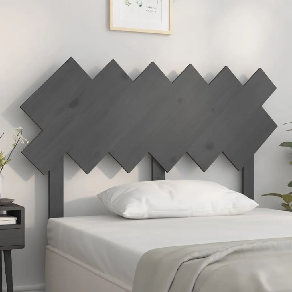 vidaXL Tăblie de pat, gri, 122,5x3x80,5 cm, lemn masiv de pin
