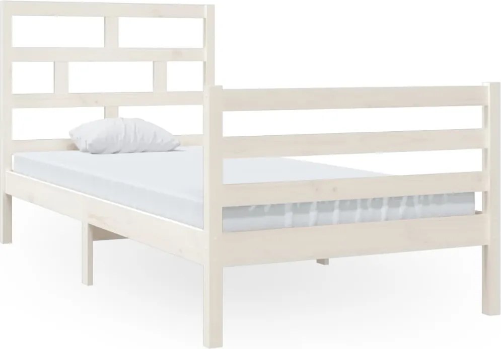 vidaXL Cadru de pat ,alb, 90x200 cm, lemn masiv de pin