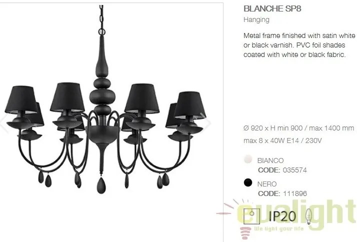 Candelabru 8 brate diametru 92cm BLANCHE SP8 NERO 111896