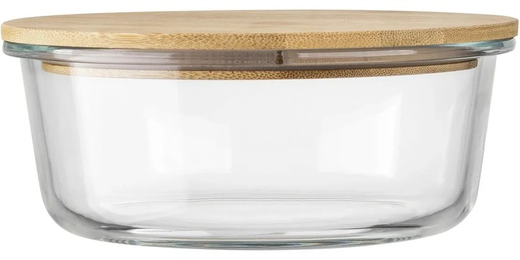 Recipient de sticlă cu capac din bambus Florina Clavato, 390 ml, S