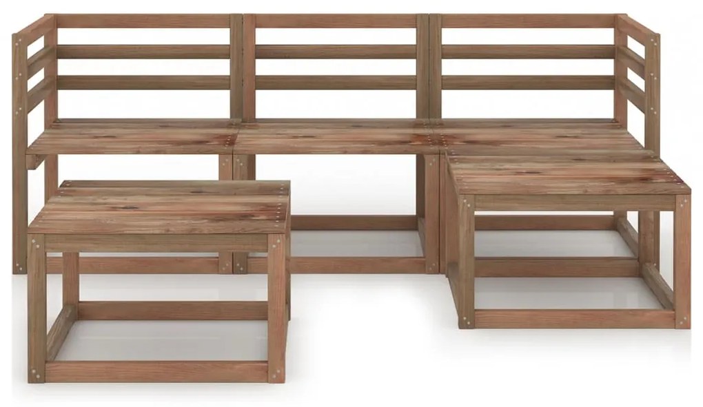 3067603 vidaXL Set mobilier de grădină, 5 piese, maro, lemn de pin tratat