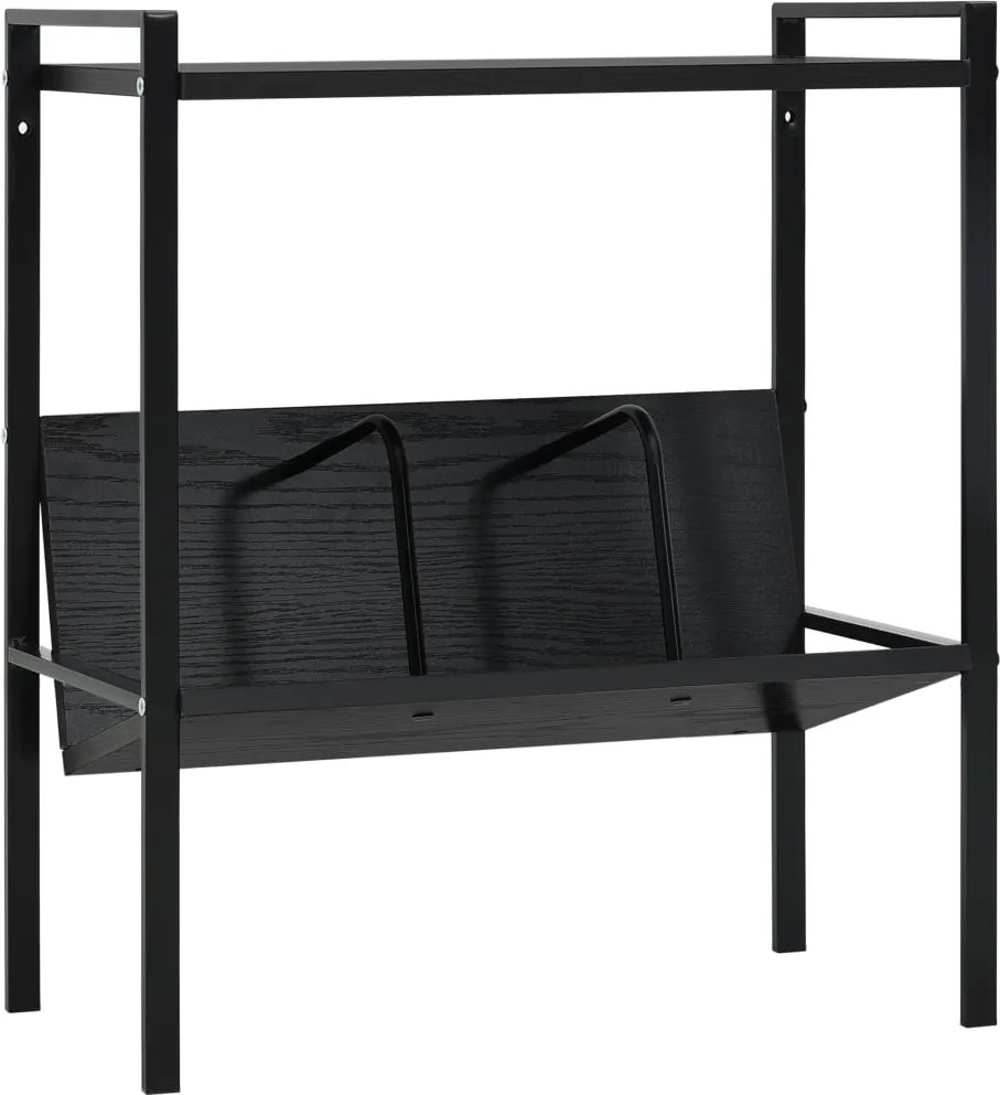 vidaXL Etajeră cărți 2 rafturi, negru, 52x28x59 cm, lemn prelucrat