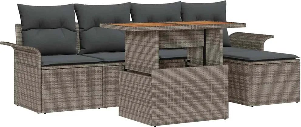 vidaXL Set de canapele pentru grădină 6 pcs Gri Rattan poli