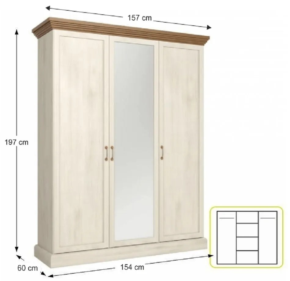 Dulap, pin nordic  stejar salbatic, ROYAL S3D