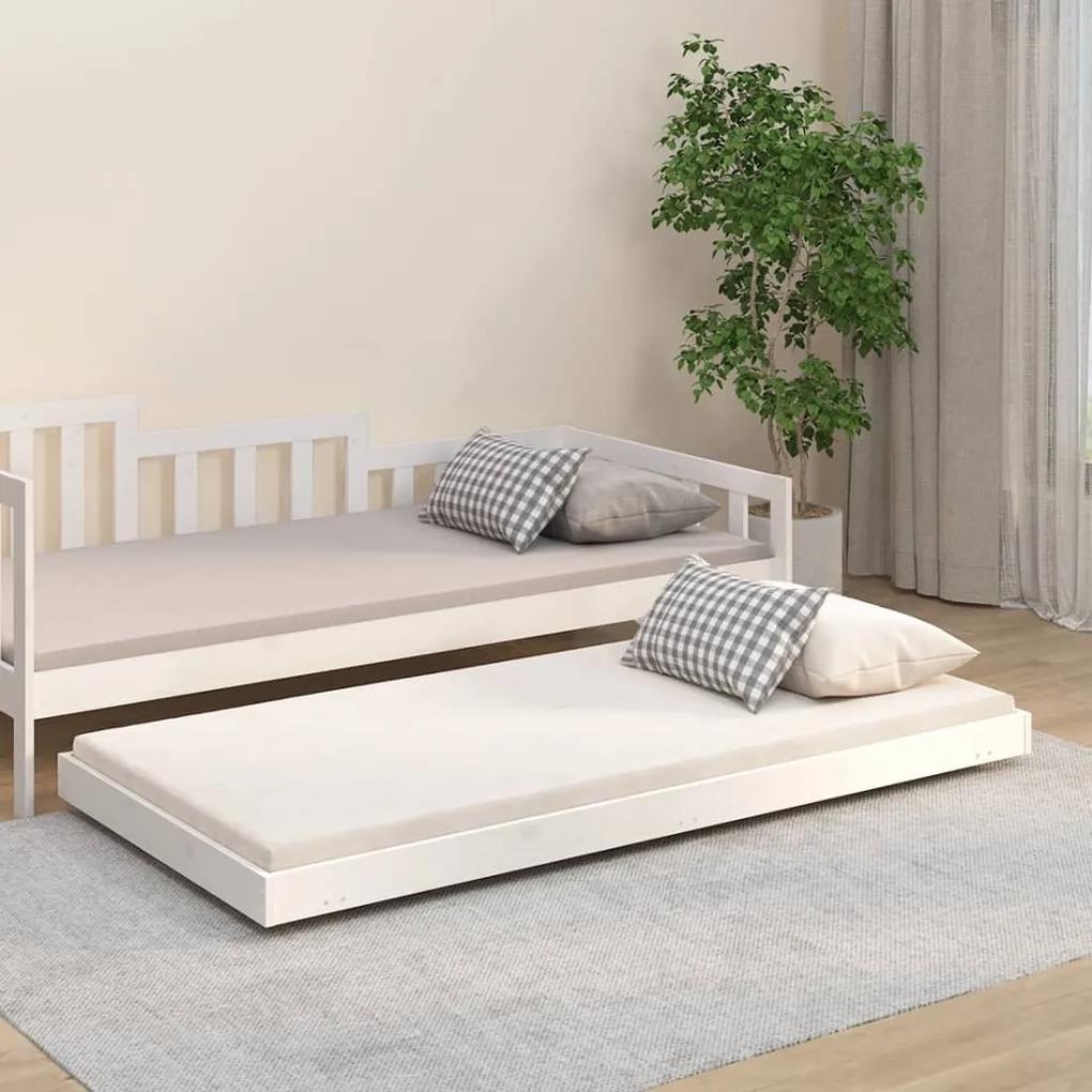 823510 vidaXL Cadru de pat, alb, 75x190 cm, lemn masiv de pin