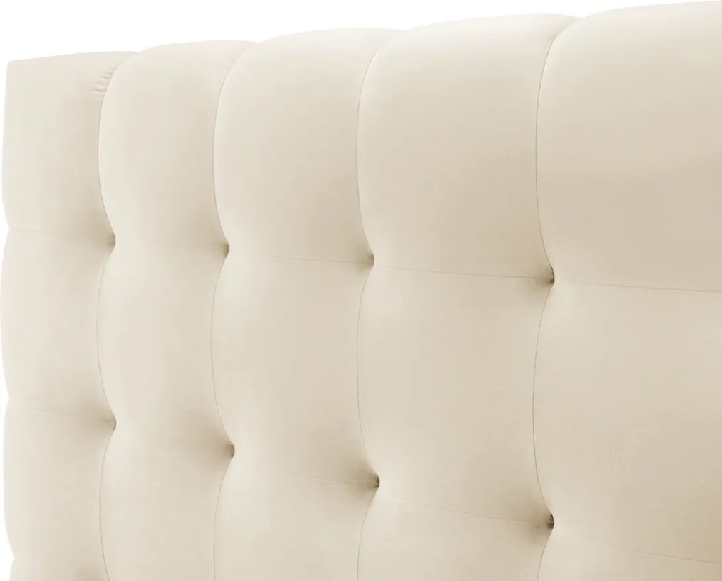 Pat tapitat cu tablie si lada depozitare, Mamaia, Micadoni Home, BL, 180x200 cm, catifea, bej deschis