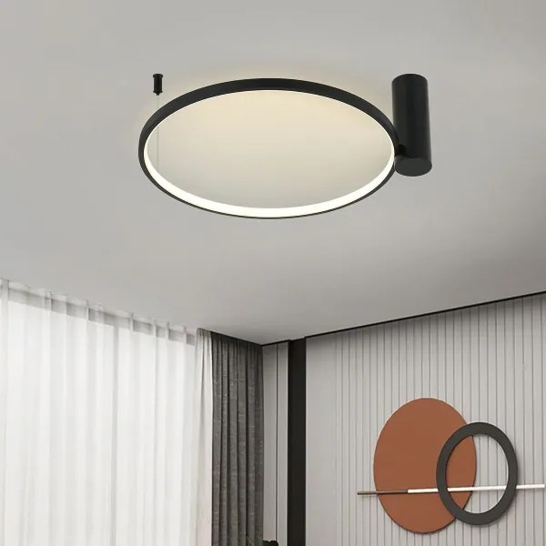 Plafonieră LED RING S, 34W/230V, 3000/4000/6000K, Ø 60 cm, neagră