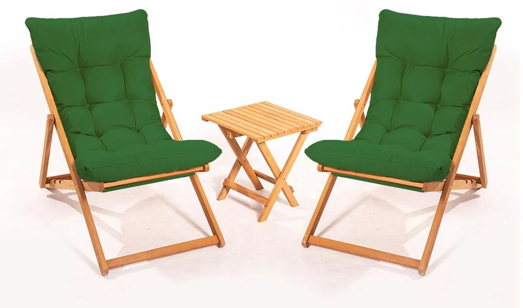 Set mobilier de grădină masă și scaune Kikadu 5 (verde + natural) (pentru 2 persoane). 1093852