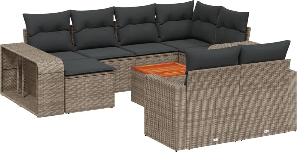 vidaXL Set canapele de grădină cu perne, 11 piese, gri, poliratan