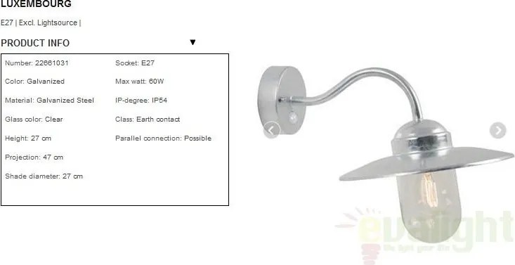 Aplica de perete exterior cu senzor IP54 Luxembourg GS 22661031NL