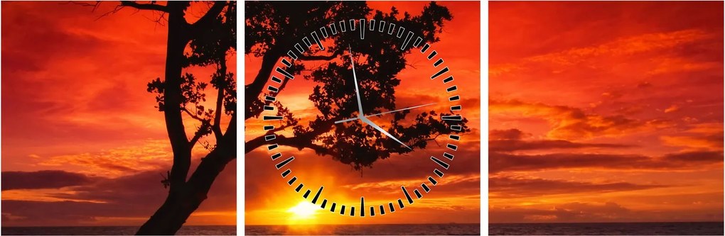 Tablou - Apus de soare (cu ceas) (90x30 cm)