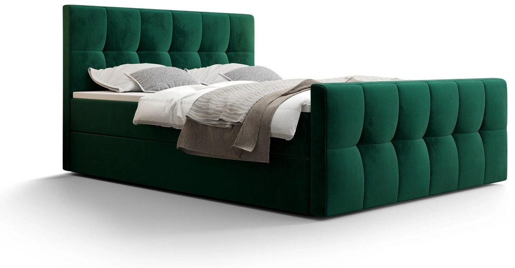 Pat matrimonial Boxspring 180 cm Macheta Comfort (măslin) (cu saltea și sp. depozitare). 1056158