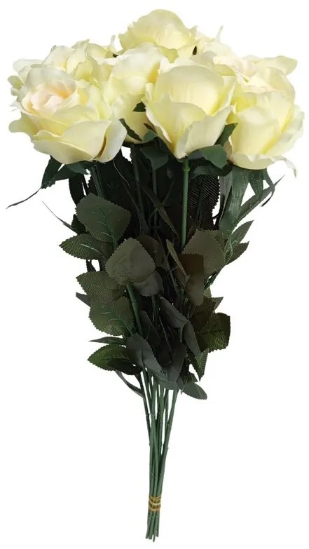 Buchet de trandafiri crem cu verde. 12 buc , h. 65 cm