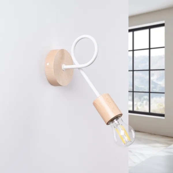 Lampă de perete Sollux SL.1473 EMBER 1xE27/15W/230V alb/bej/fag