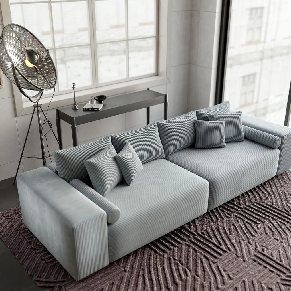 Canapea extensibilă dumonde cu ladă de depozitare si sezut confortabil din spuma high-density, Marbela Zoom Grey XXL 295x100 cm