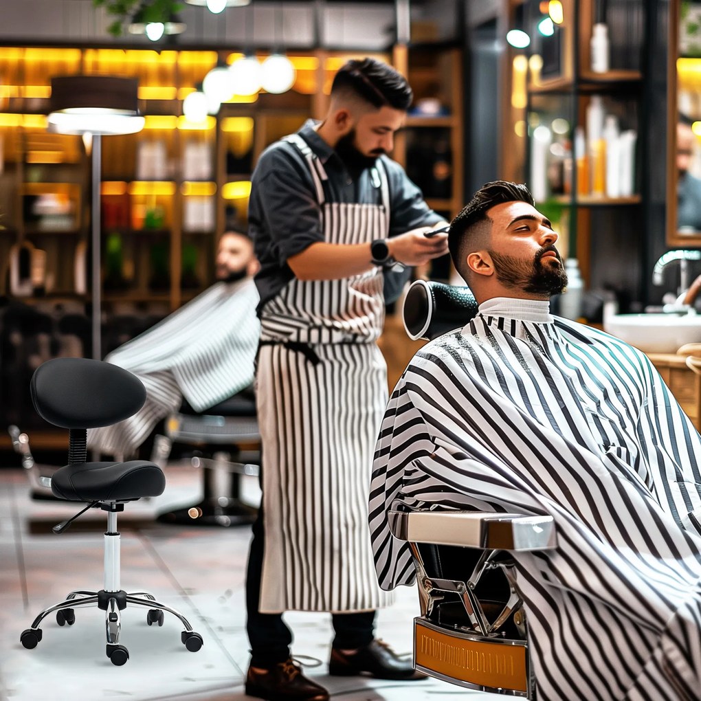 HOMCOM Scaun Pivotant cu Roți și Spătar Ajustabil pe Înălțime, 50x50x83-98 cm, Negru | Aosom Romania