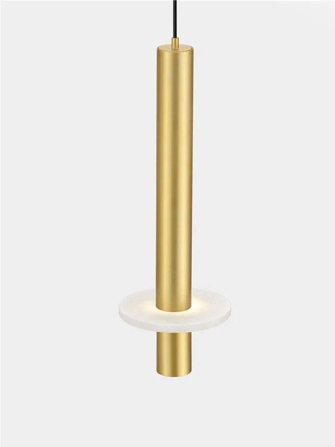 Pendul tub subtire aluminiu auriu si alabastru LED NOEMI
