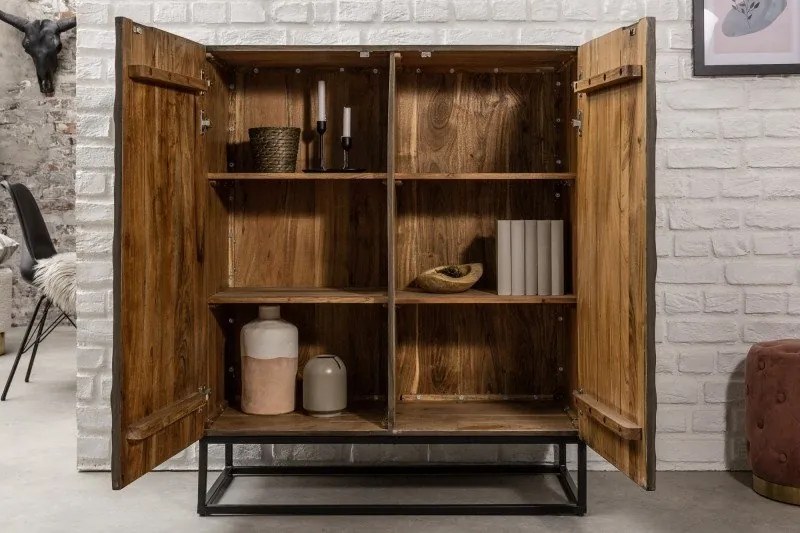 Dulap din lemn Scorpion 120cm Mango, gri