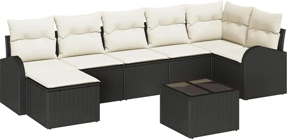 vidaXL Set de canapele pentru grădină cu pernă 8 pcs Negru Rattan poli