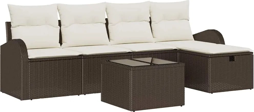 vidaXL Set de canapele pentru grădină cu pernă 6 pcs Maro Rattan poli