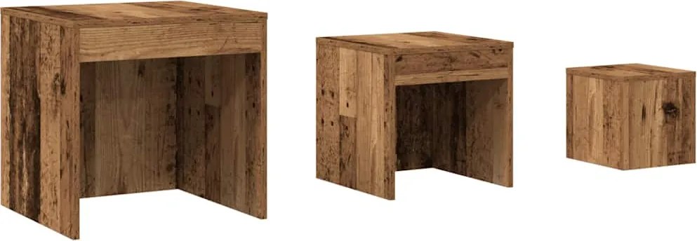 vidaXL Mese suprapuse, 3 buc., lemn vechi, lemn prelucrat