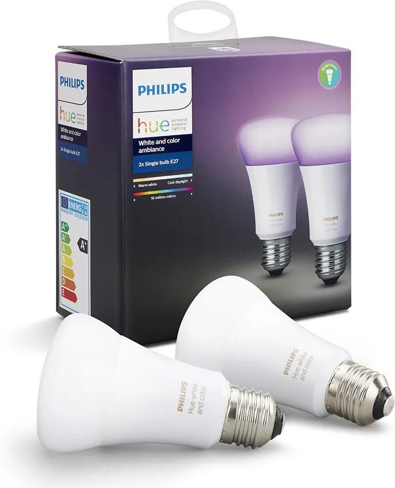SET 2x LED RGB Bec dimmabil Philips HUE WHITE AND COLOR AMBIANCE E27/10W/230V