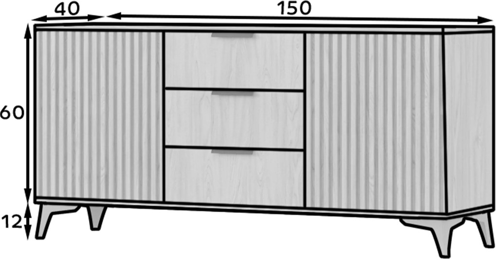 Comoda ENTSIAN 150x70cm, stejar artisan