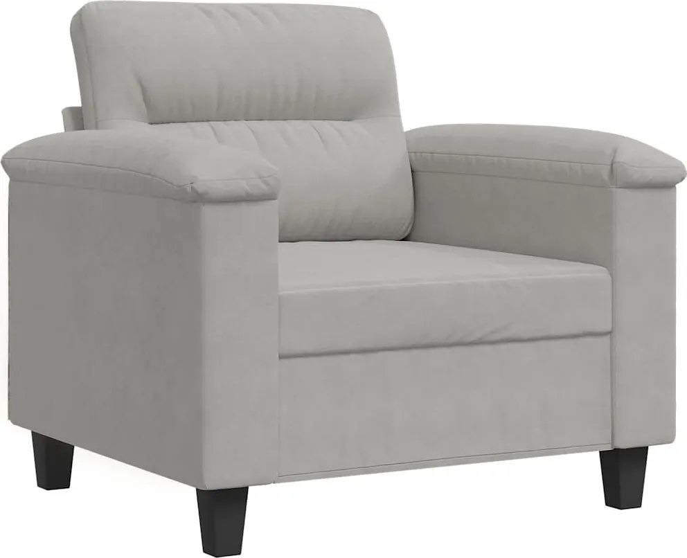 vidaXL Fotoliu canapea, gri deschis, 60 cm, textil microfibră