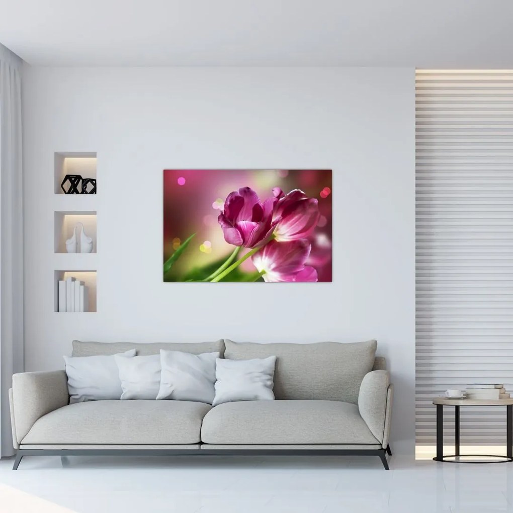 Tablou cu lalele roz (90x60 cm)
