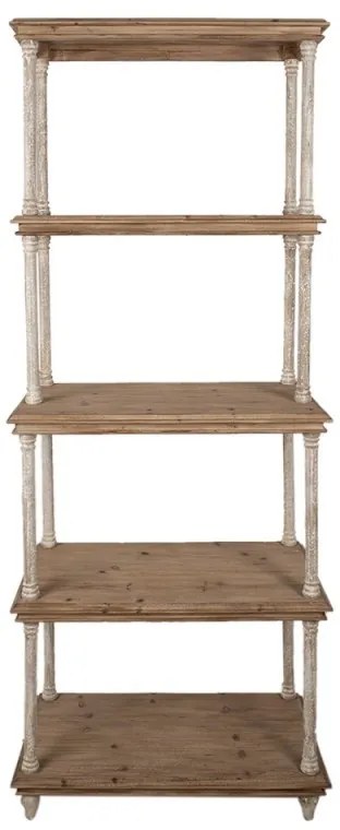 Biblioteca natur, din lemn, aspect vintage, Rustique