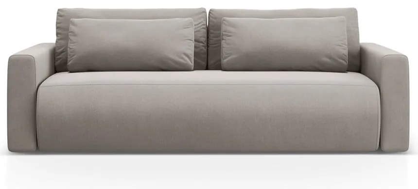 Canapea gri deschis extensibilă, cu spațiu de depozitare cu tapițerie din catifea 238 cm Belfast – Cosmopolitan Design