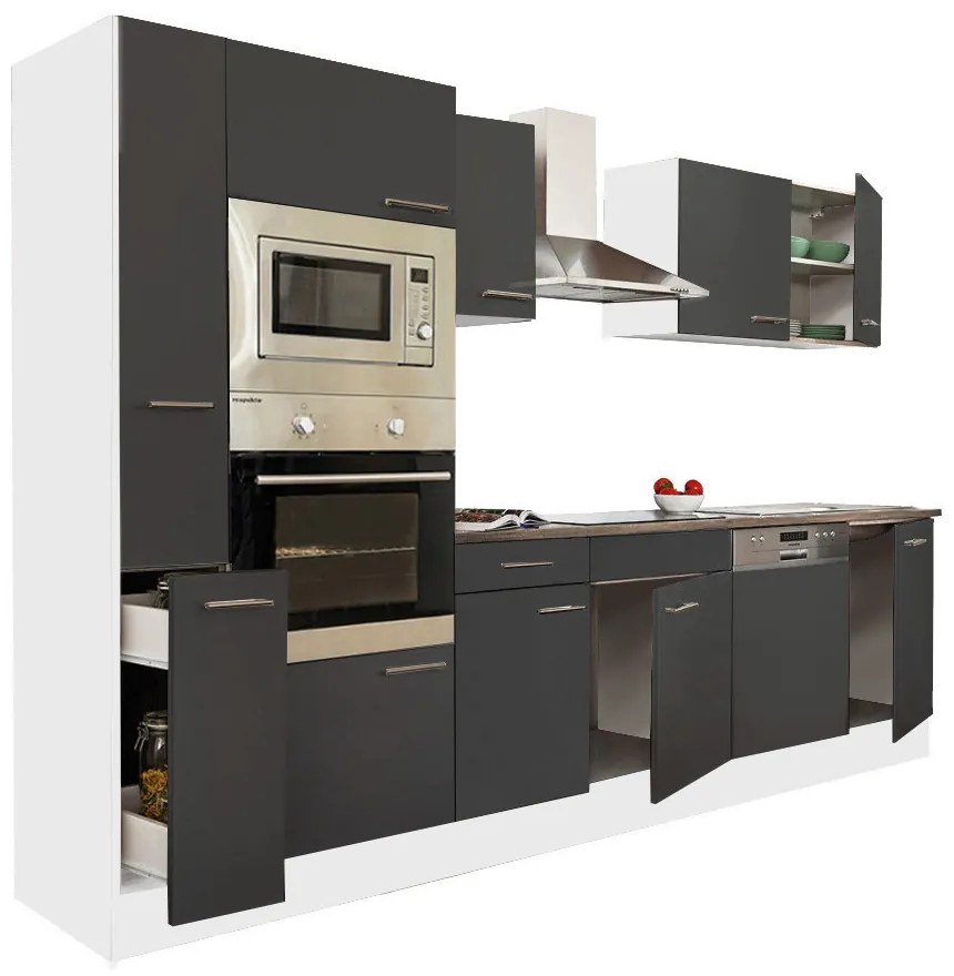 Mobilă de bucătărie Yorki 310, corp alb, cu față antracit satinat