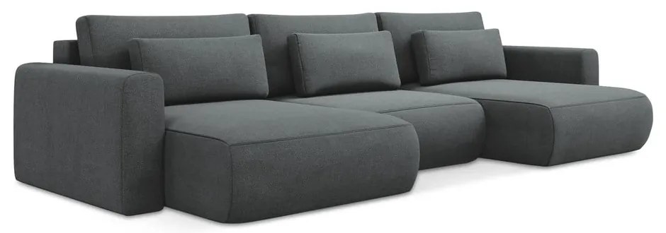 Colțar gri închis extensibil/cu spațiu de depozitare (în formă de "U") Kapua – Makamii