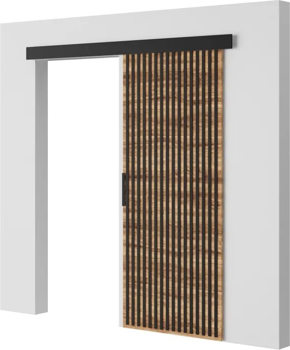 Ușă glisantă Perion – 86x1.6x205 cm – Stejar Wotan / Negru
