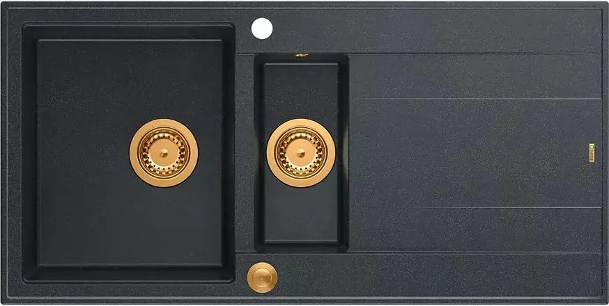 Chiuveta compozit incastrata Quadron Unique Evan 156 negru diamant - cupru 100x50 cm