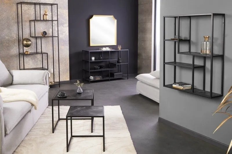 Raft design industrial Slim Line 185x77cm, negru