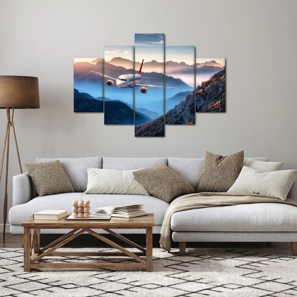 Tablou - Avion peste crestele montane (150x105 cm)