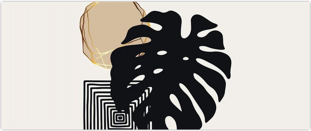 Tablou - Abstracție cu frunze tropicale N⁰2 (120x50 cm)