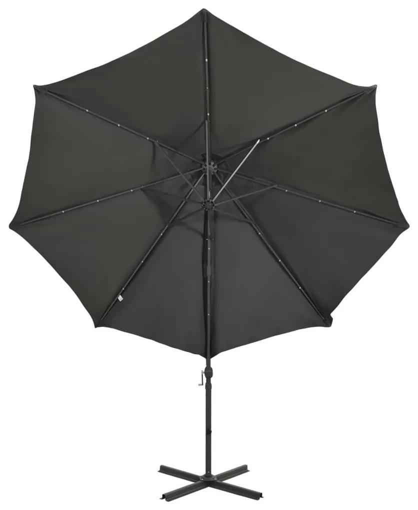 Umbrela suspendata cu stalp si LED-uri, antracit, 300 cm Antracit, 300 cm