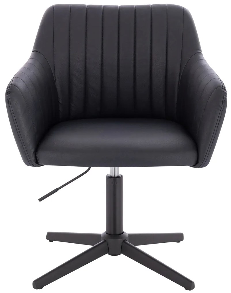 HC190CROSS Scaun Neagră din Piele Ecologica cu Bază Neagră