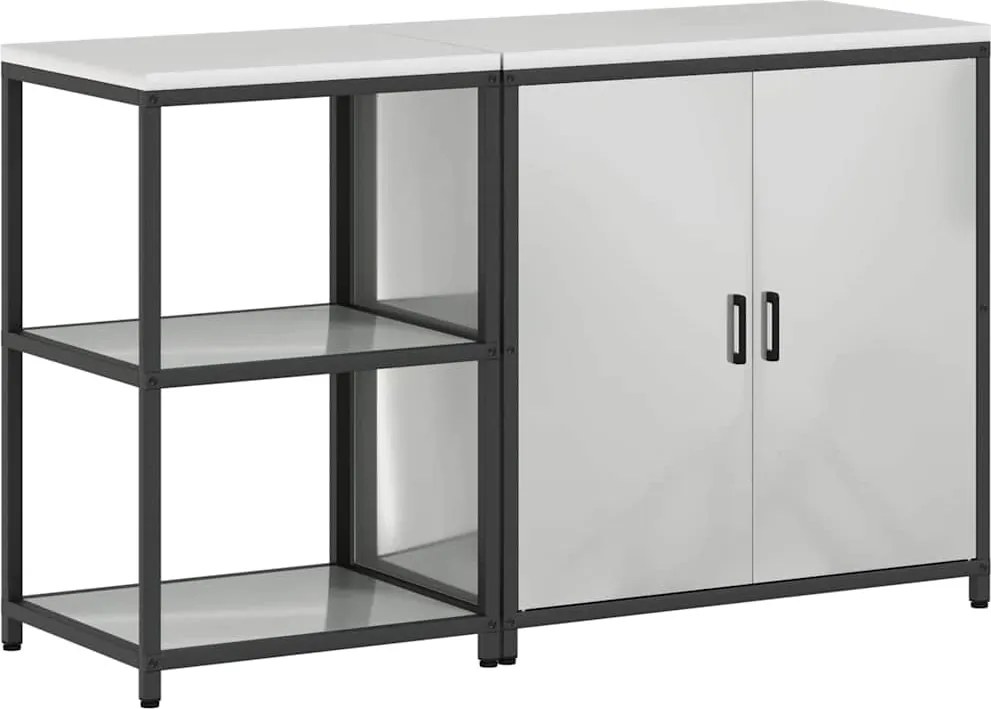 vidaXL Set de depozitare pentru bucătărie cu raft 2 pcs Argintiu