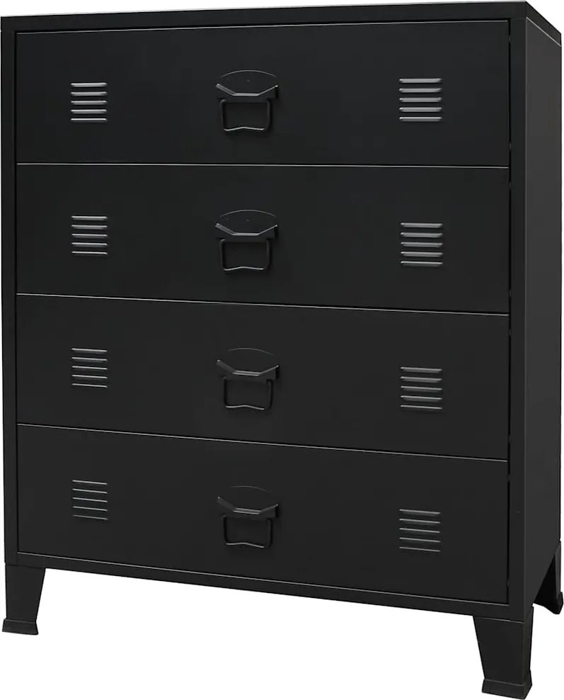 vidaXL Comodă sertare, metal, stil industrial, 78x40x93 cm, negru