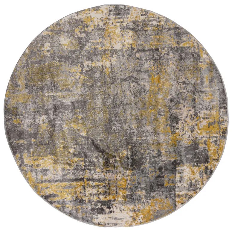 Covor Wonderlust Gri/Galben Ochre 160X160 cm, rotund, Flair Rugs