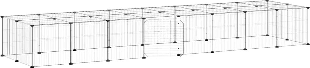 vidaXL Cușcă animale de companie cu ușă 36 panouri negru 35x35 cm oțel