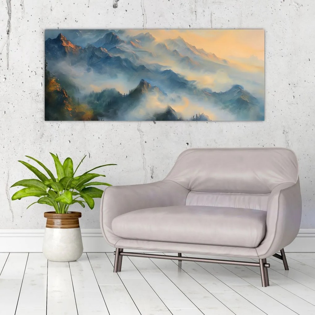 Tablou - Peisaj montan pictat (120x50 cm)