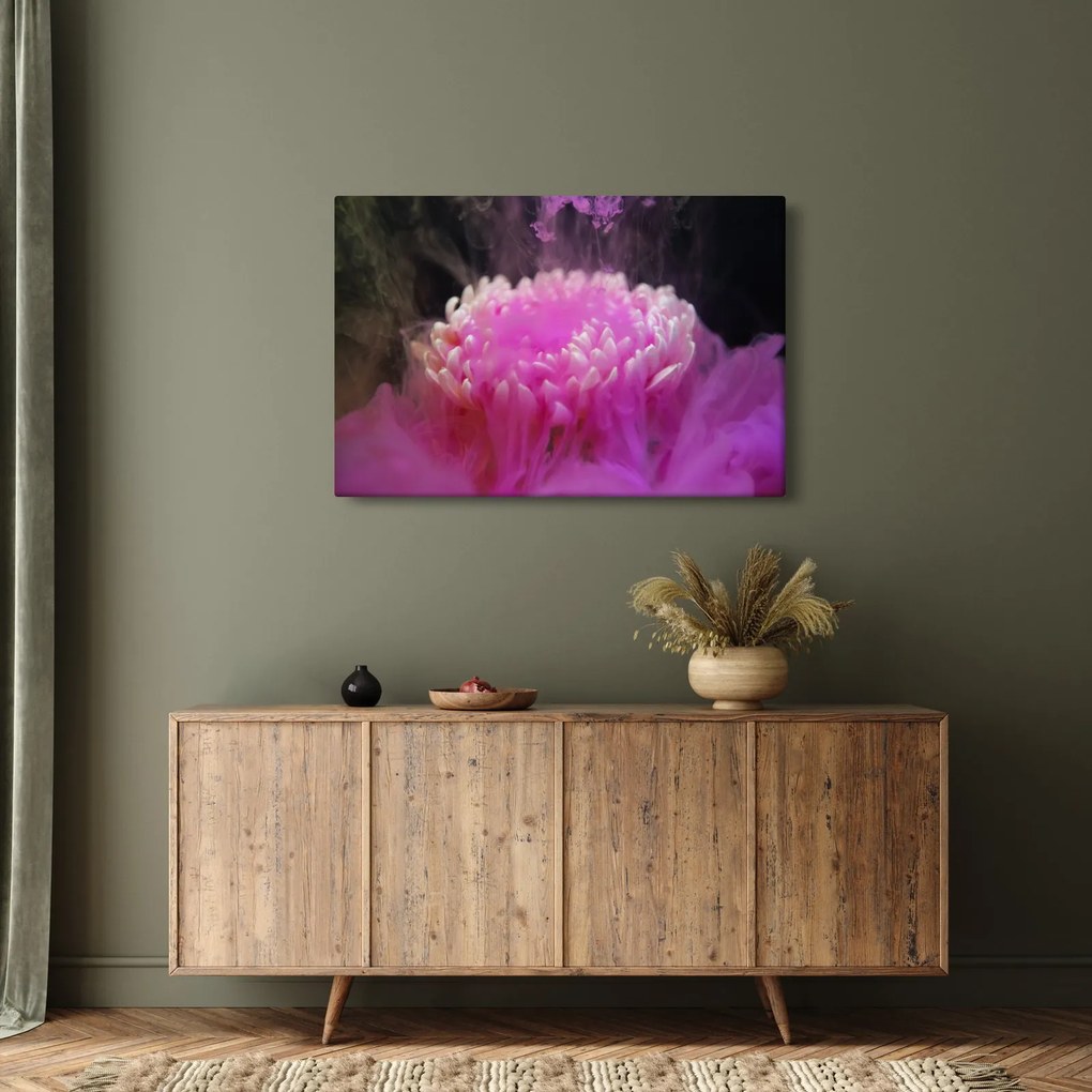 Tablou cu floare în fum roz (90x60 cm)